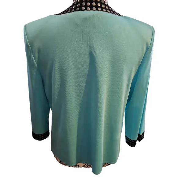 Ming Wang sz medium turquoise black cardigan with sz small shell - Picture 3 of 9
